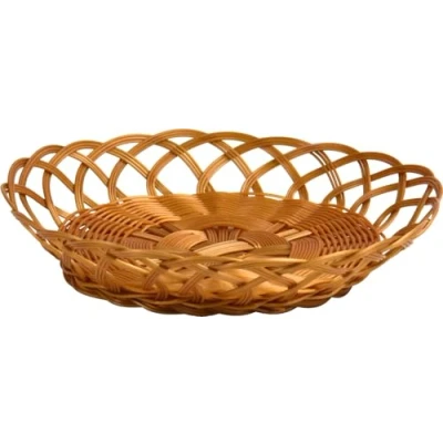 Image of Handmade Round Woven Plastic Basket Tray 30cm (Single Tray)