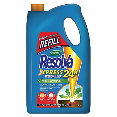 Image of Topline Westland Resolva Weedkiller Pump Refill 5L Xpress 24H Weed Killer Power Refill. Burner with Card. Effective Control Weeds on Lawn, Blue