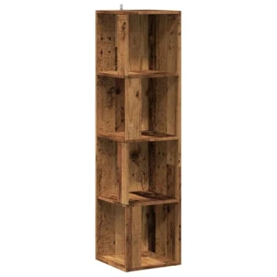 Image of vidaXL corner cabinet/bookcase old wood brown engineered 33x33x132 cm modern storage for living room/bedroom/office easy to clean surface