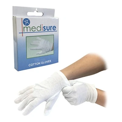 Image of 3 Pairs of Small MEDISURE White MOISTURISING Eczema Lining Individually Boxed 100% Cotton Gloves