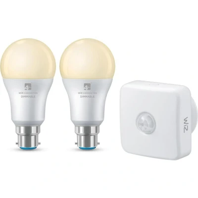 Image of 4LITE WiZ Connected Twin Smart LED Bulbs with PIR Sensor B22, A60, Warm White