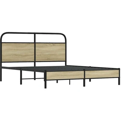 Image of vidaXL Bed Frame Without Mattress 160x200 cm Sonoma Oak Engineered Wood
