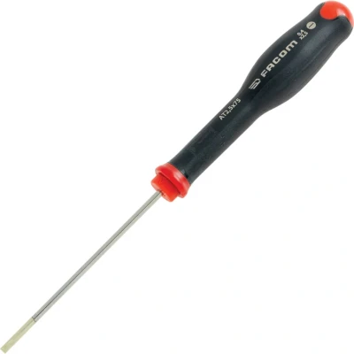 Image of Facom at 2.5 X 75 mm Protwist Screwdriver for Slotted Screws Countersunk Blade, Black