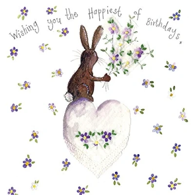 Image of Alex Clark Bunny Birthday Card Rabbit Floral Flowers Nature Cards For Designed and Printed in the UK…