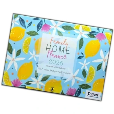 Image of 2025 Family Home Planner 3 Column Monthly Calendar Organizer Oranges &amp; Butterfly (Tropical)