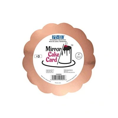 Image of PME Mirror Cake Card Scallop Metallic Rose Gold Pack of 3