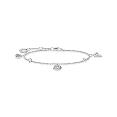 Image of Thomas Sabo A2060 051 14 Bracelet with Seashells and White Stones in 925 Sterling Silver