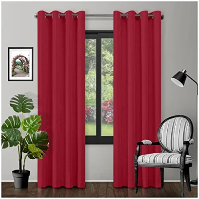 Image of GC GAVENO CAVAILIA Eyelet Top Blackout Curtains Large Door Thermal Insulated Panels For Bedroom/Living Room, Deep Red, 66X72 Inch