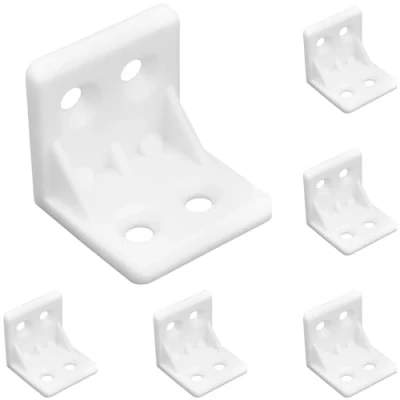 Image of 50 PCS White Plastic Corner Brackets, L Shape Right Angle Brackets