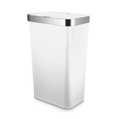 Image of Tower T838028WHT Rectangular ABS Sensor Bin with Liner Retainer Ring, 50L, White
