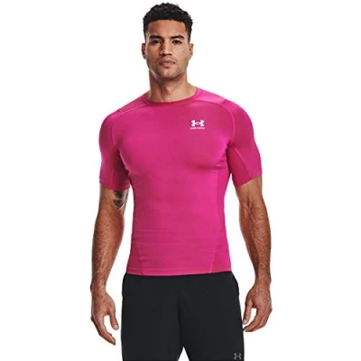 Image of Under Armour Men&#039;s HeatGear Compression Short Sleeve T Shirt, Dark Orange/Black 860, M