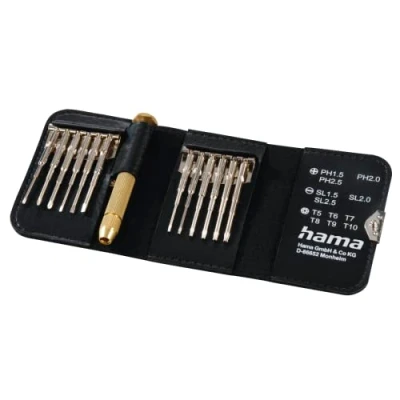 Image of Hama 13 Piece Mini Screwdriver Kit Magnetizable, Torque, Slot, Cross Slot for Clocks, Glasses, Model Building, Mobile Phone, PC, Laptops