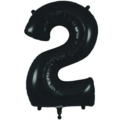 Image of Oaktree 34&quot; Black Foil Number 2 Balloon (606623)