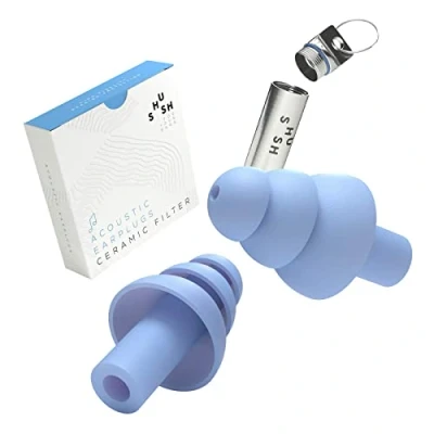 Image of Shush Acoustic Earplugs for Music Festivals, Parties and Concerts Ceramic Filter Superior Sound Quality (SNR 23 dB) High Fidelity Hearing Protection Reusable Over 365 x
