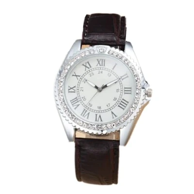 Image of JOATVEE Women&#039;s Watch Glitter Rhinestone Analogue Quartz with Vintage Roman Numerals Scale Leather Strap Wrist Watch, coffee, Strap.