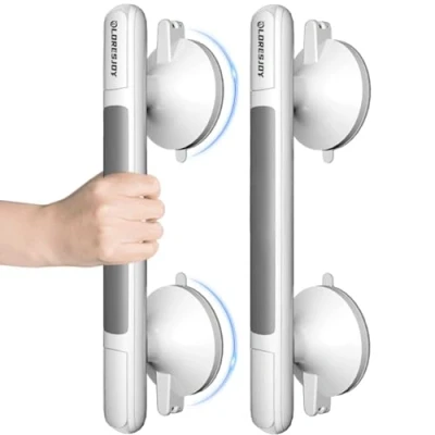 Image of LORESJOY 2 Pack Suction Bathroom Grab Rails, Anti Slip Shower Bar Handle, Handrails, Hand Rail, Safety Rail Support for Tub