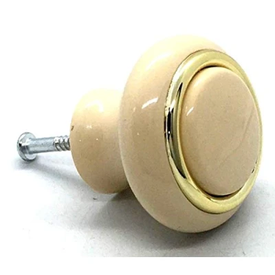 Image of 4 x Cream KNOBS 40mm Gold Ring Kitchen Cupboard Cabinet Drawer knob Handles