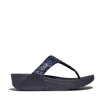 Image of Fitflop Women&#039;s LULU Crystal Mix Toe Post Sandals, Navy, 4 UK