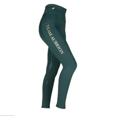 Image of Aubrion Shires Team Children&#039;s Winter Riding Tights Green 13/14Yrs,