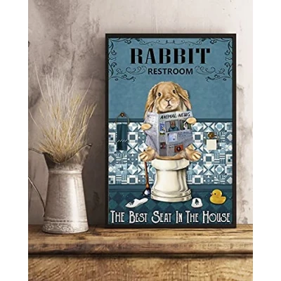 Image of Inga Rabbit Restroom Poster Funny Decors Bathroom Toilet Metal Tin Sign 8x12 inches