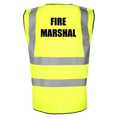 Image of Fire Marshal Printed High Visibility Hi Vis Site, Work, Office &amp; School Safety Vest (Medium, Yellow)