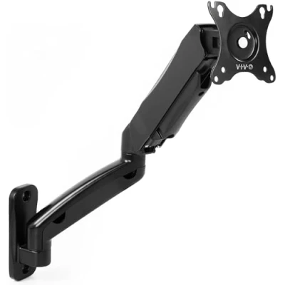 Image of VIVO Height Adjustable Pneumatic Extended Arm Single Monitor Wall Mount, Full Motion Articulating, Fits 17 to 27 inch Screen, Black, MOUNT V001G