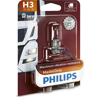 Image of 15100100 Light Bulbs PHILIPS MasterDuty 13336MDB1 H3 24V 70W PK22s 3200K Halogen MAN: TGX, DAF: LF 45