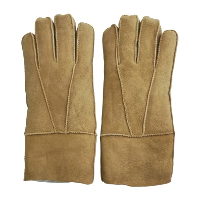 Image of Infinity Leather Unisex Tan Sheepskin Suede Gloves with Roll Up/Down Cuff Size 3XL