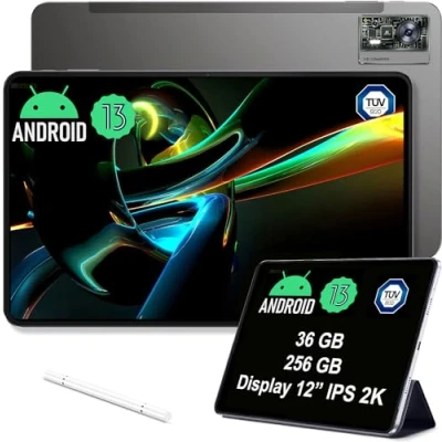 Image of OUKITEL OT5 Tablet 12 Inch 256GB 11000mAh Battery 2K IPS Screen Helio G99 Processor 16+5MP Cameras Android 13 Dual SIM/5G WiFi OTG GPS (Black)
