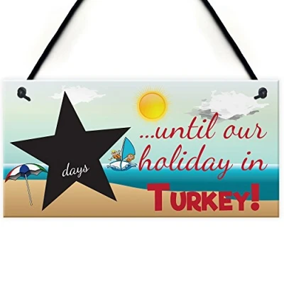 Image of RED OCEAN Personalised Holiday Countdown Chalkboard Plaque Sign Days Sleeps Until Honeymoon Gift Travel