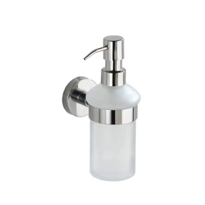 Image of WENKO 20208100 Soap dispenser Bosio Shine, capacity 0.2 L, Metal Stainless steel, 7 x 18 11 cm, Shiny