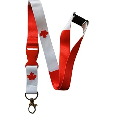 Image of PAC Supplies Global Canada Flag Lanyard With Safety Breakaway &amp; Detachable Buckle Clip