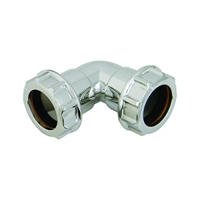 Image of FloPlast CW11 40MM Chrome Style Polypropylene Compression Waste 90 Bend, Silver