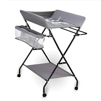 Image of 25 kg Children&#039;s Changing Table Folding with 3 Compartments Mobile Station for Baby Nappies, Massage Used