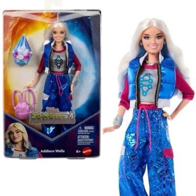 Image of Mattel Disney Zombies 4: Dawn of the Vampires Addison Wells Fashion Doll with Removable Outfit &amp; 6 Accessories, Inspired by Movie, JFG32