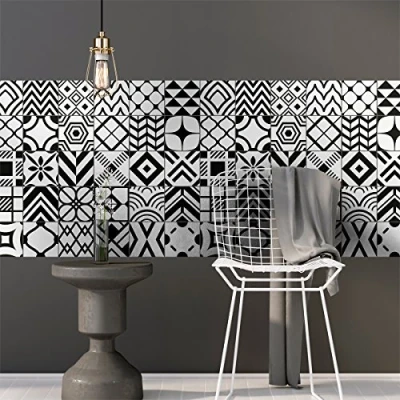 Image of Ambiance Sticker Self Adhesive Decorative Wall Decal Cement Tile for Bathroom and Kitchen Glasgow Pack of 9 Stickers 20 x cm