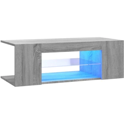 Image of vidaXL TV Cabinet with LED Lights Grey Sonoma 90x39x30 cm