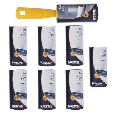 Image of Korbond Lint Roller and Refill Set 451 Sheets x 1 plus 8 Rolls Remove Pet Hair from Any Surface