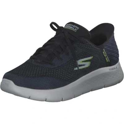 Image of Skechers Men&#039;s Go Walk Flex New World Sneaker, Navy/Lime, 7.5