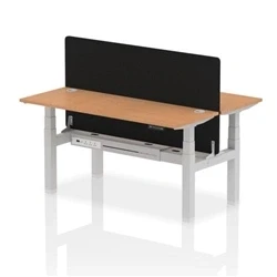 Image of Air B2B 1600x600mm Adjustable 2P Bench Desk CP Oak/Silver + Screen