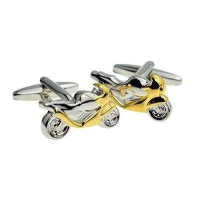 Image of Two Tone Gold &amp; Silver Coloured Sports Motorbike Cufflinks Presented in a Box