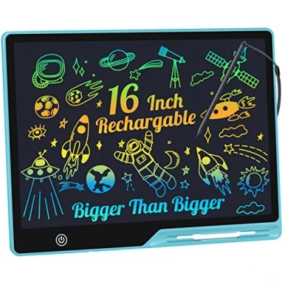 Image of LCD Writing Tablet,16 Inch Colorful Screen Rechargeable Doodle Board Toddler Educational Toys for 3 4 5 6 Years Old Boys Girls Reusable Portable Drawing Tablet Christmas Gifts Kids (Blue)