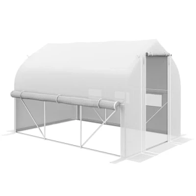 Image of Walk in Tunnel Greenhouse, Roll Up Sidewalls, Mesh Door 3 x 2m Outsunny