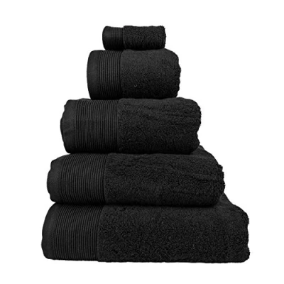 Image of HOMESCAPES Black Bath Towel 700 GSM Combed 100% Egyptian Cotton 70 x 130 cm