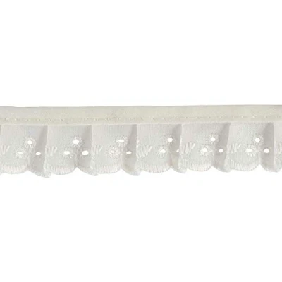 Image of Frilled Gathered Broderie Anglaise Lace x 25mm Cream Sold by The Metre