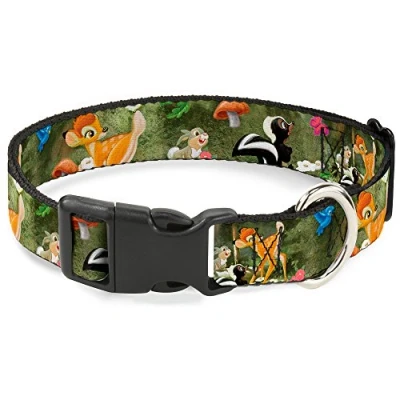 Image of Buckle Down Bambi &amp; Friends Scene Plastic Clip Collar, Small/9 15