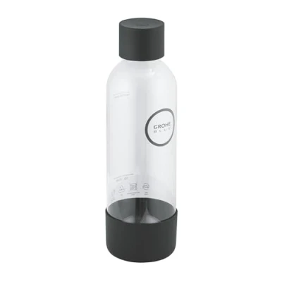 Image of GROHE Blue Fizz Water Bottle 850ml (BPA Free, Reusable, Easy Clean, for Use with Carbonator Sets), Black, 41250K00