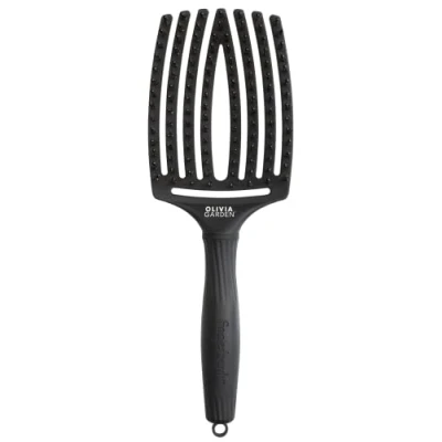 Image of Olivia Garden Fingerbrush Care Iconic Boar &amp; Nylon Full Black HairBrush Large