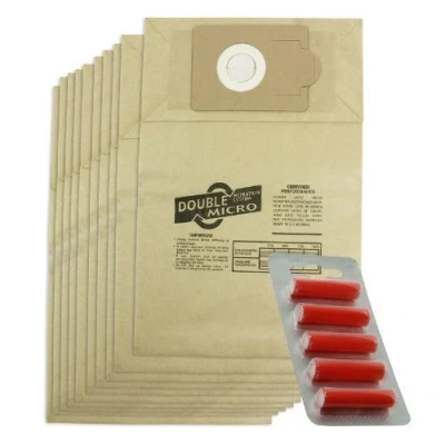 Image of First4spares Double Layer Micro Filtration Dust Bags for Victor V9 D9A Commercial Vacuum Cleaners (Pack of 10 + 5 Fresheners)