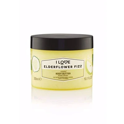 Image of I Love Elderflower Fizz Scented Body Butter, Packed With Shea Butter &amp; Coconut Oil to Regenerate Nourish the Skin, 85% Naturally Derived Ingredients, VeganFriendly 330ml